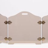 Triptyque pliant en verre fumé, pare-feu des années 1950