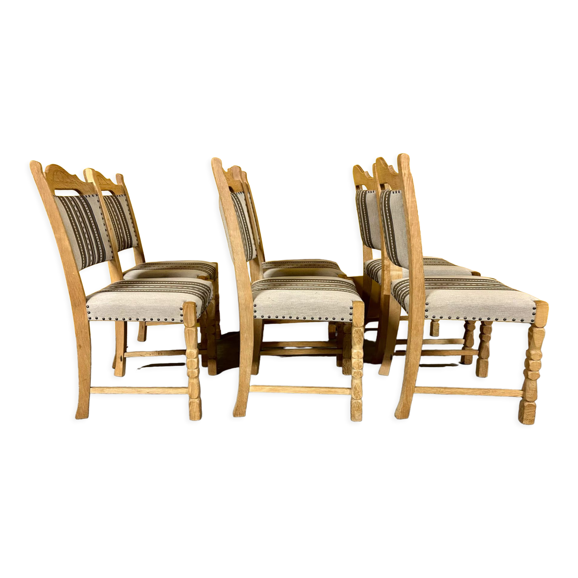 Danish vintage set of 6 oakwood dining chairs
