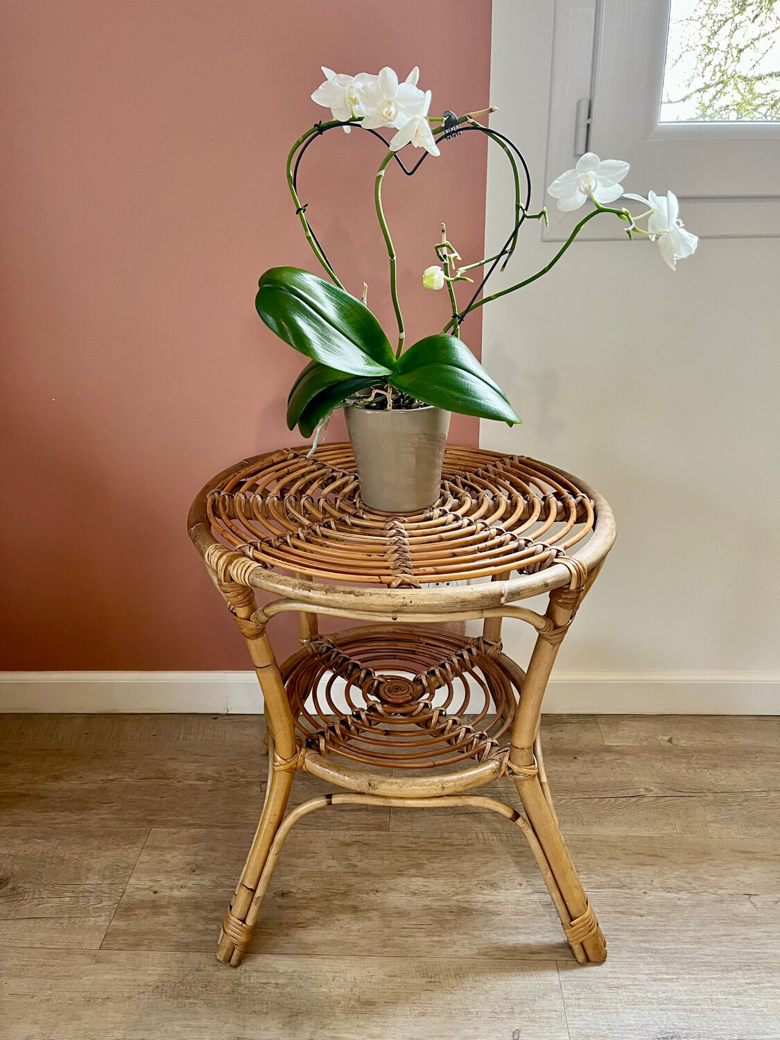 Rattan side table