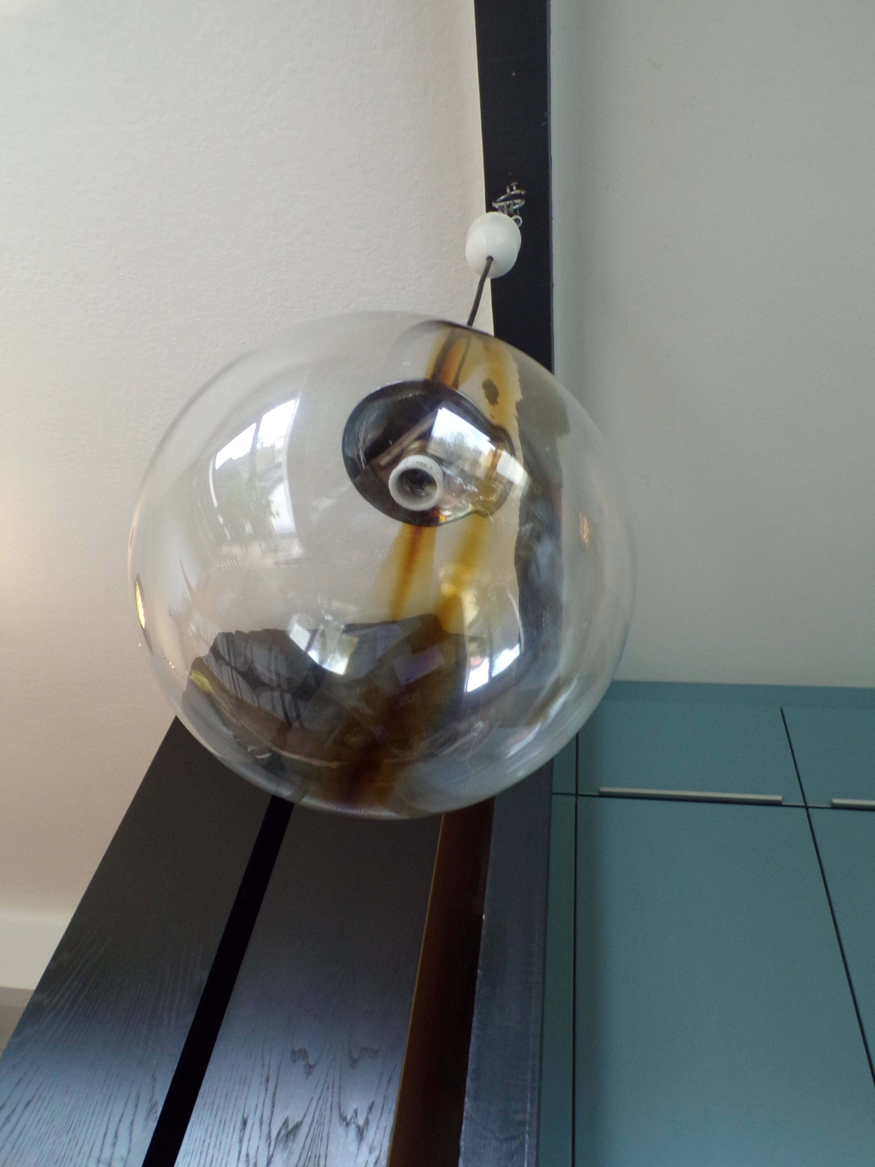 Blown glass globe suspension Ø30cm