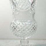 Hand-cut crystal vase on pedestal