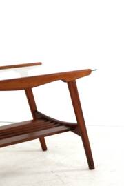 Coffee Table with Glass and Magazine Holder - mid century dutch design