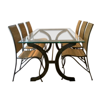 Dining table and chairs by Sylvain Subervie
