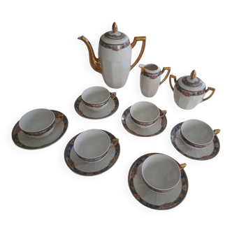 Very pretty coffee service in Limoges porcelain "Michelaud Frères", rare.