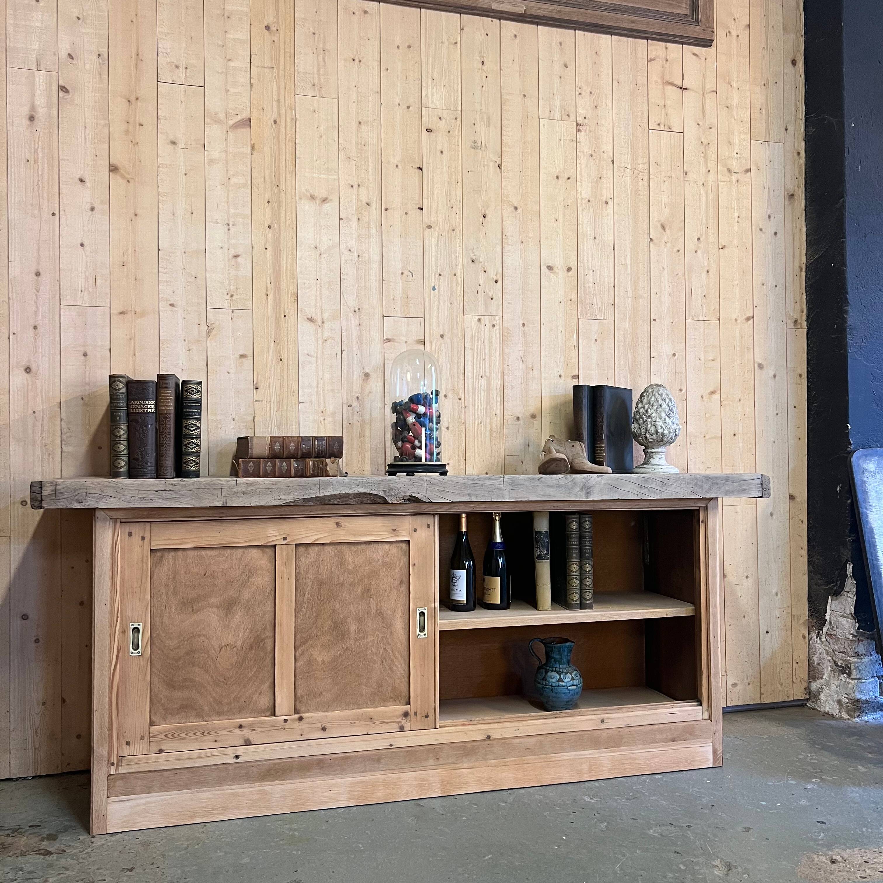 Workbench with sliding doors