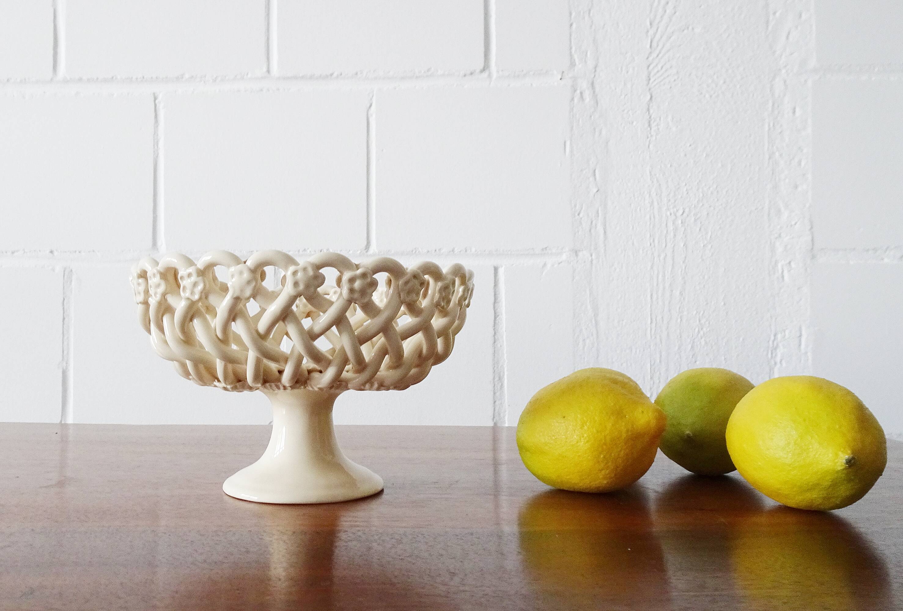 Christophe Pichon Uzes ceramic bowl, Pichon fruit bowl in a woven flower pattern