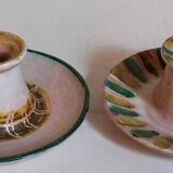 Duo of 50s ceramic hand candle holders