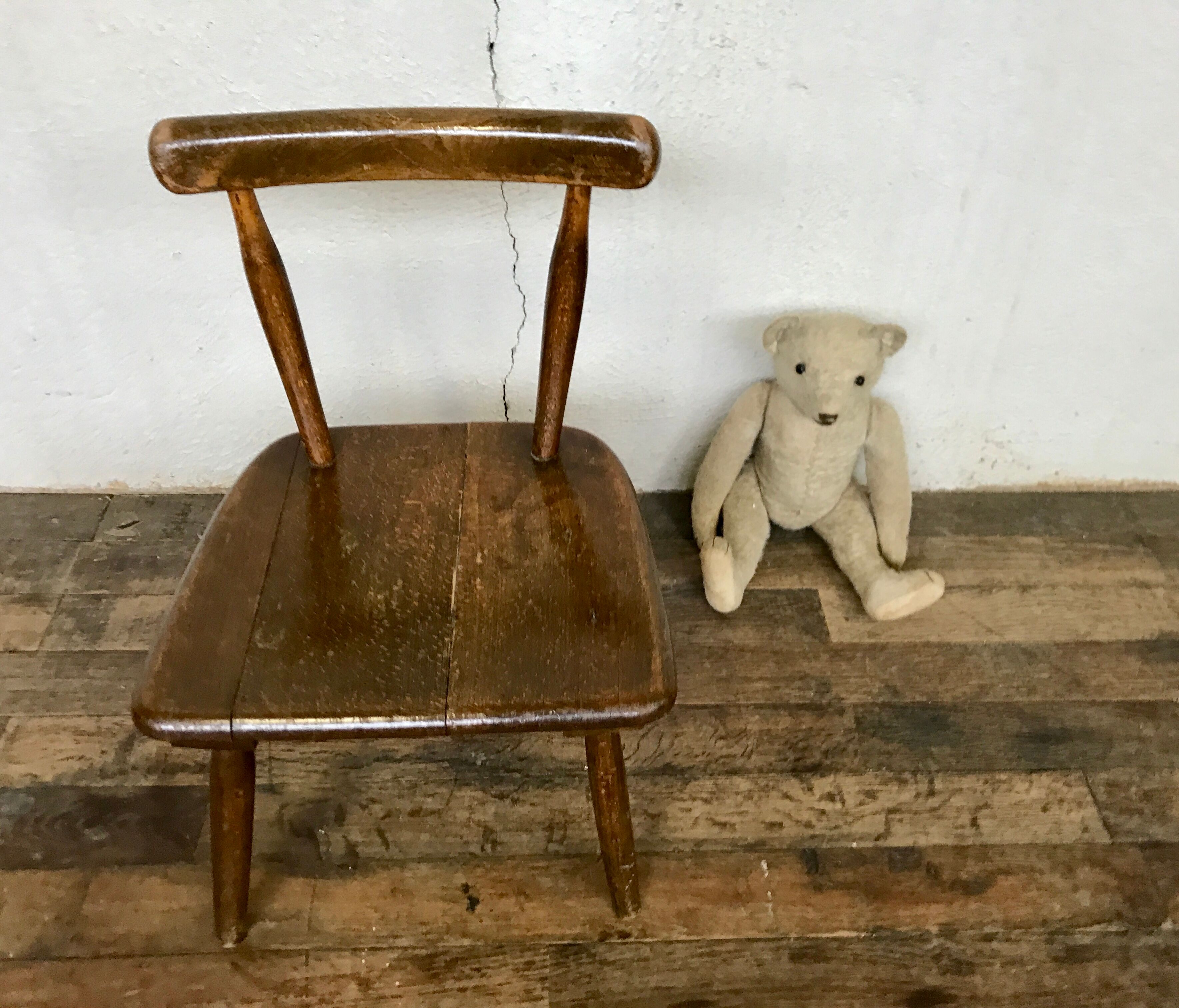 Brutalist primitive style wooden chair