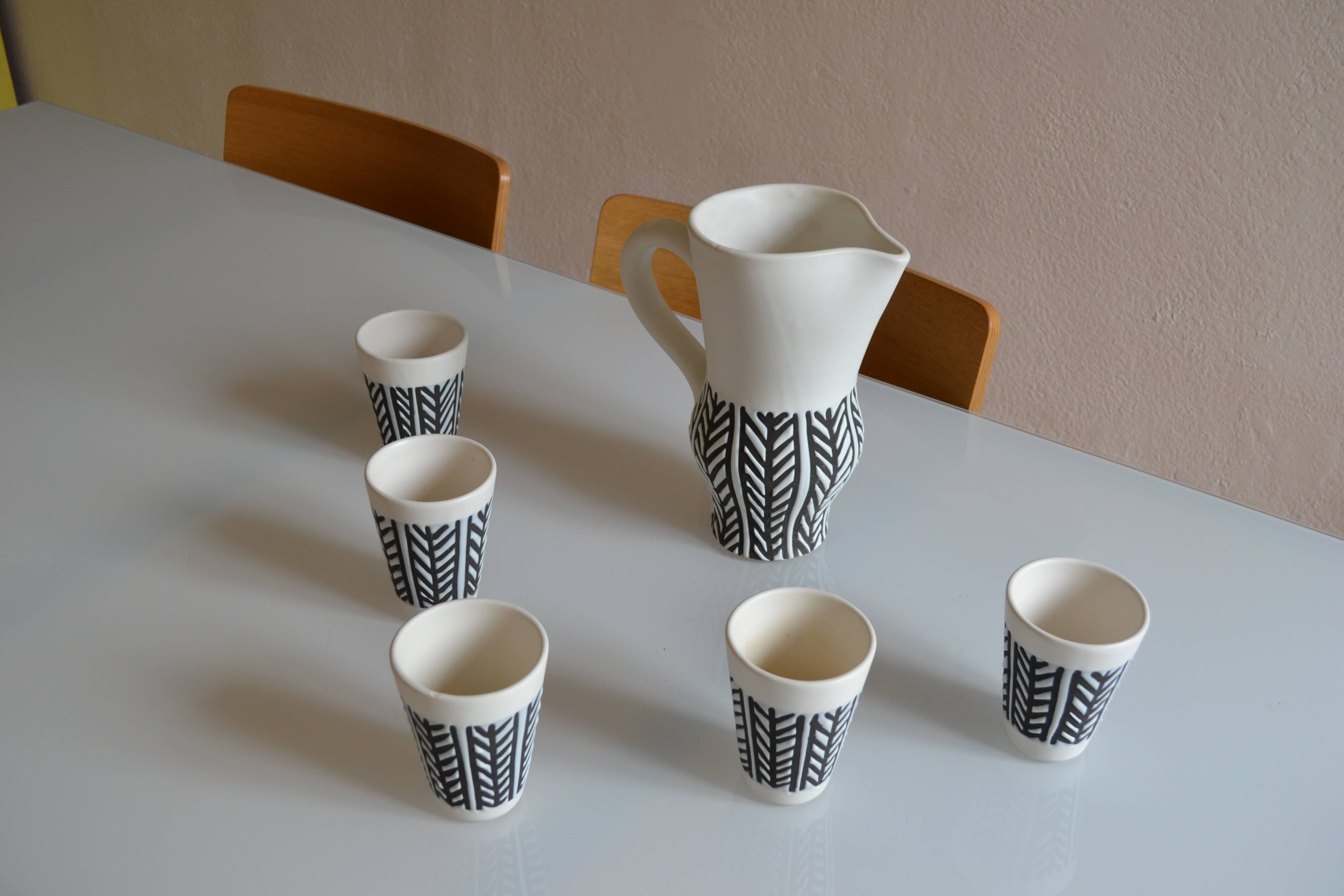 Roger Capron (1922 2006) orangeade service in enamelled tin earthenware