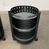 Postmodern German side tables in rolling metal and glass by D-Tec, 1980s, set of 2.