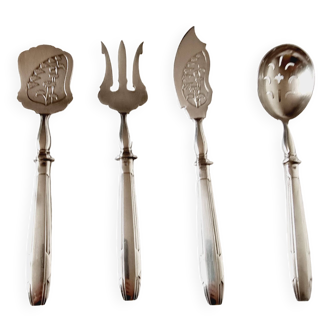 4 Art Deco Cubiertos to serve Postres or Frutas de Metal Plata de Principios S.XX