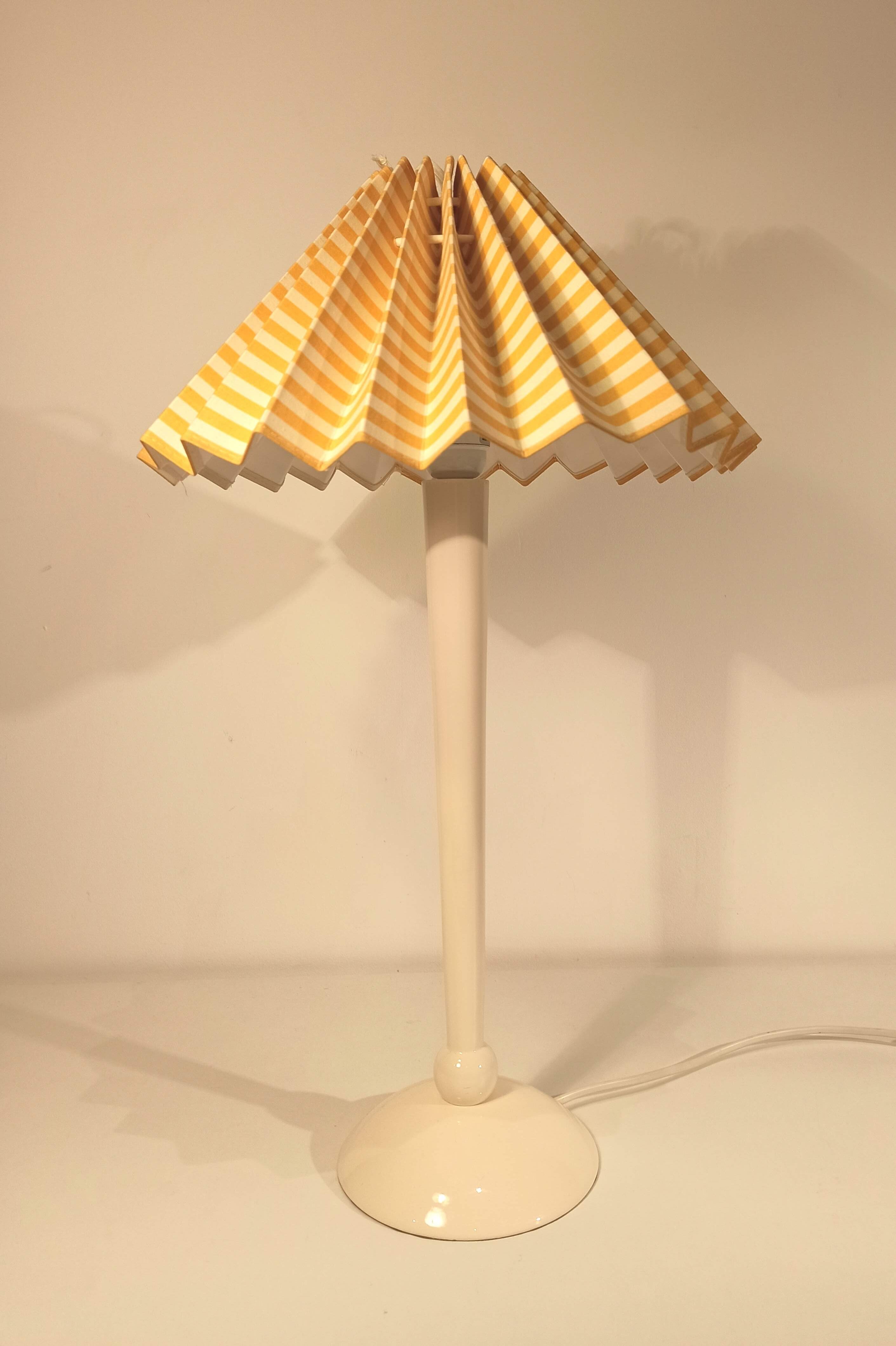 Vintage striped yellow white table lamp 1960s