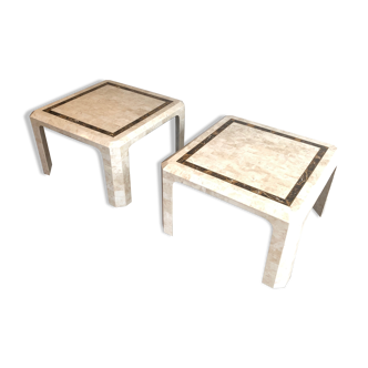 Pair of Sofa Ends Made Of Marble Wafers And Brass Net. French work. Ve