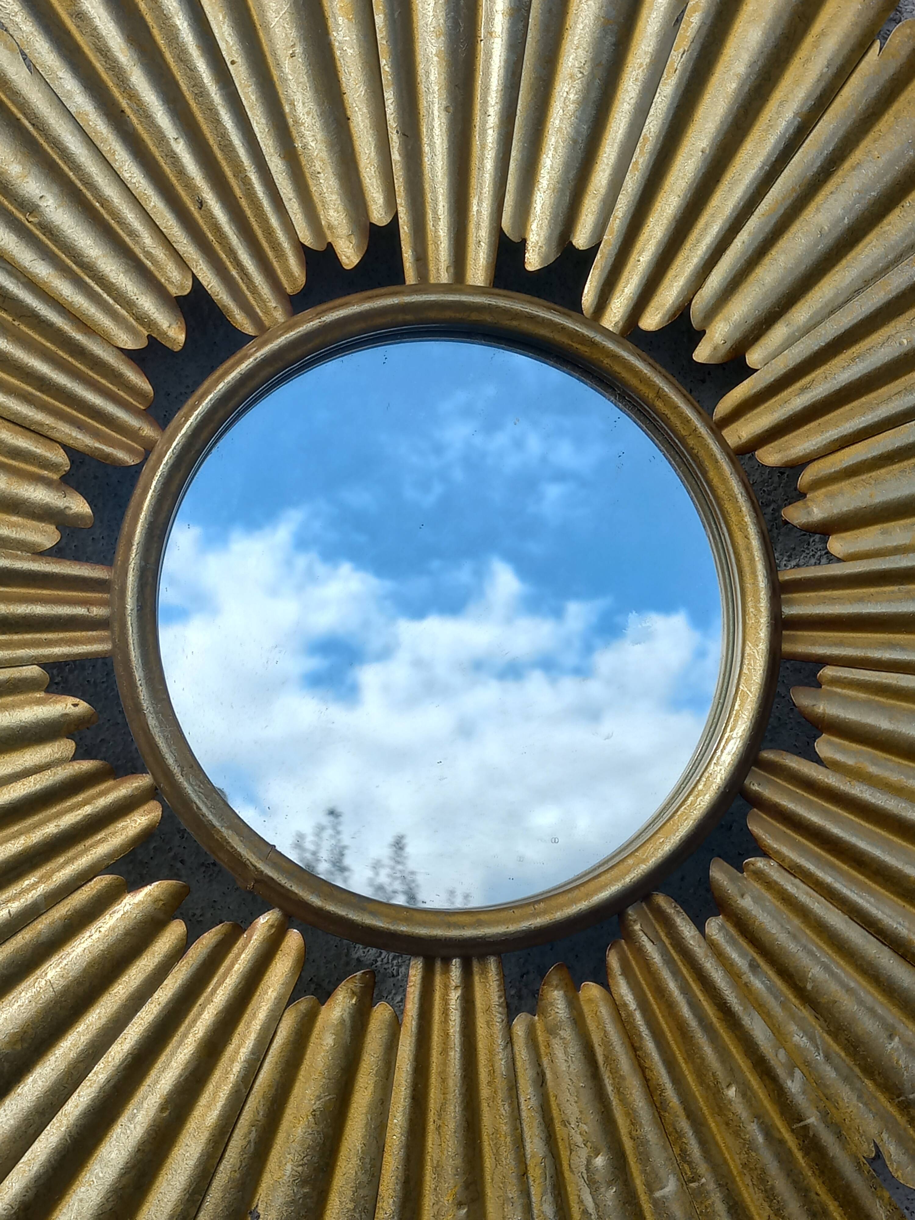 Gold metal sun mirror