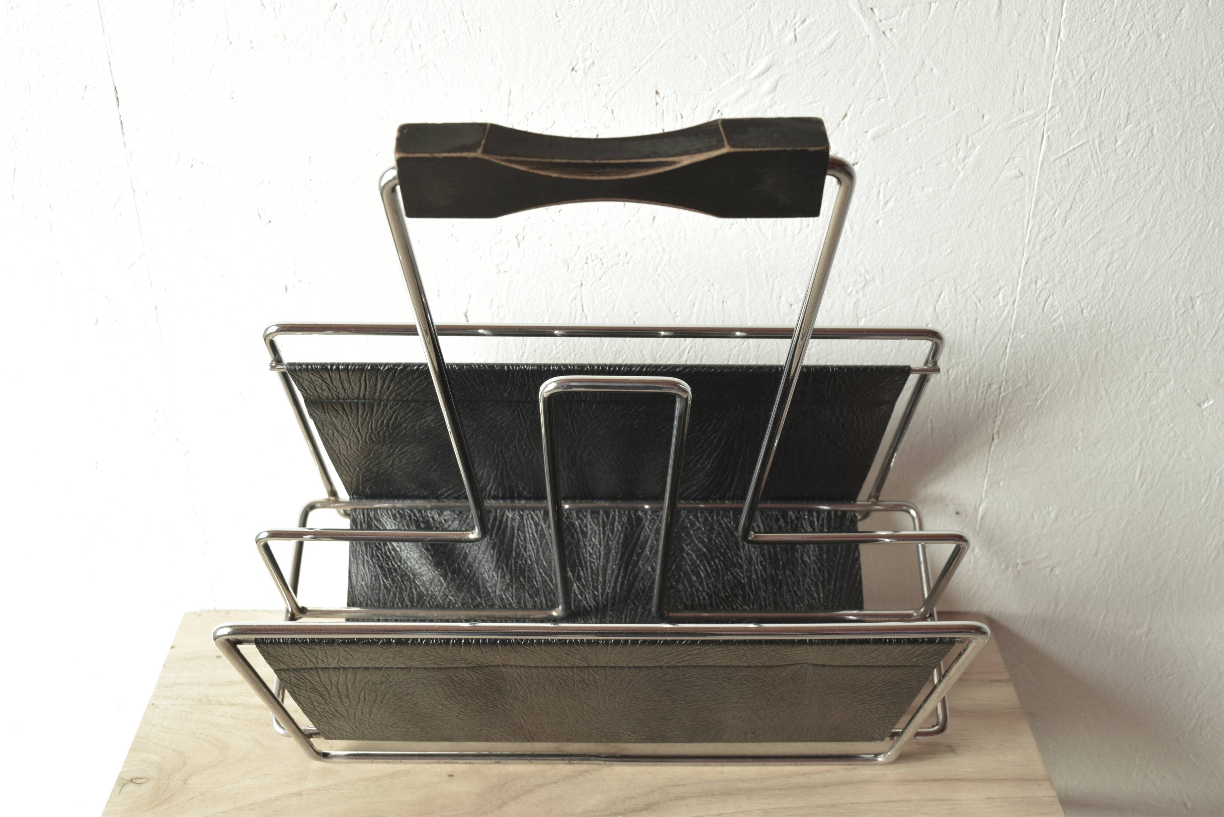 Vintage Scandinavian magazine rack in modernist style - 1960s