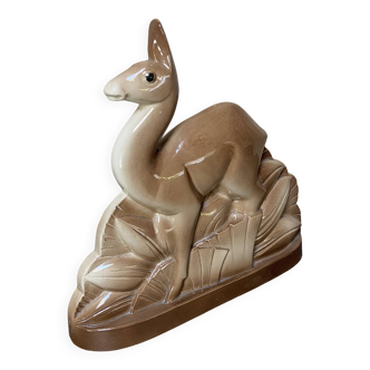 Sculpture Lama Charles Lemanceau  Faience ST Clément France  Art Déco 1930