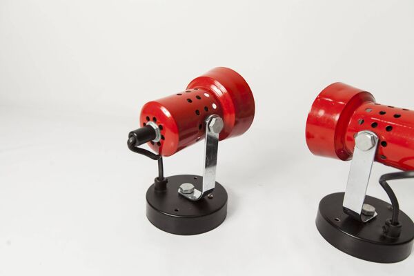 Paire d'applique 1970 rouge et noir