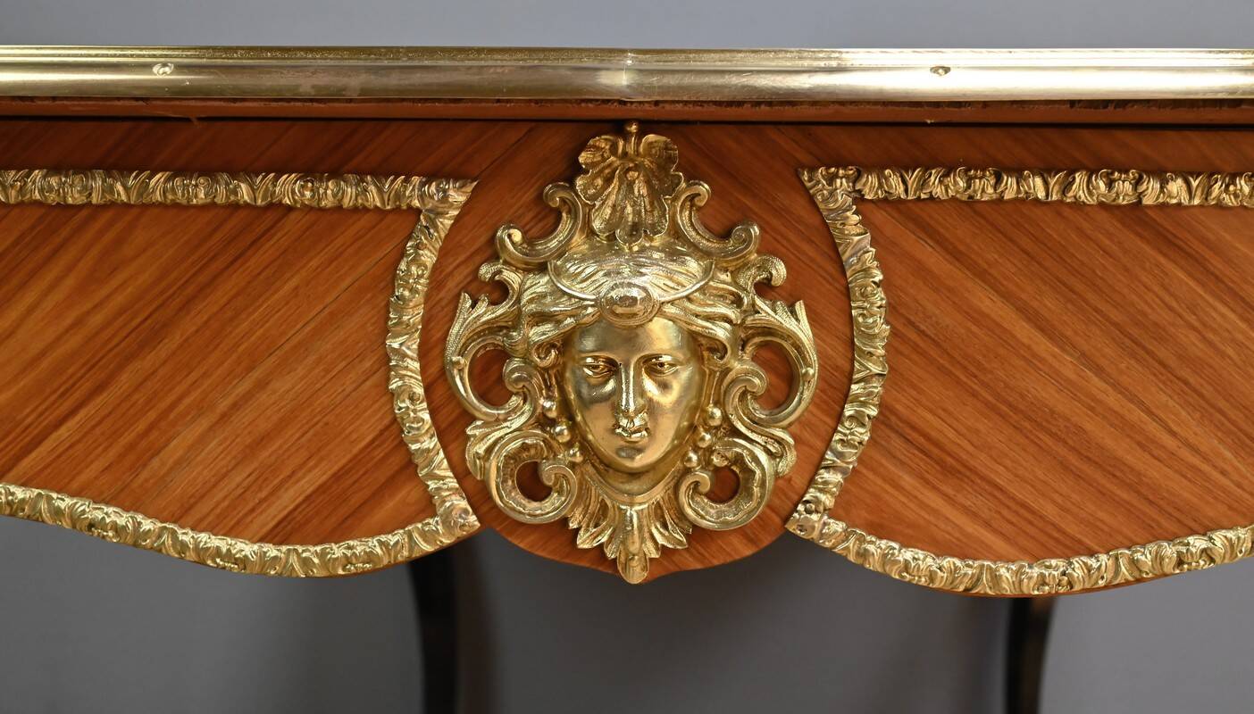 Regency style marquetry desk in precious woods – Late 19th century
