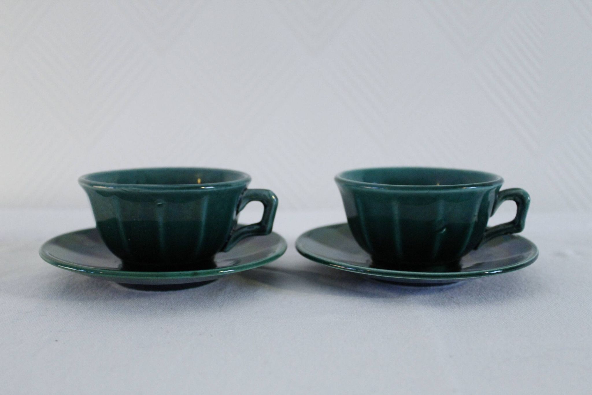 Lot de 2 tasses + soucoupes vintage vertes