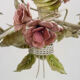 Painted metal chandelier decorated with pink and foliage with 5 lights. Year 80 90