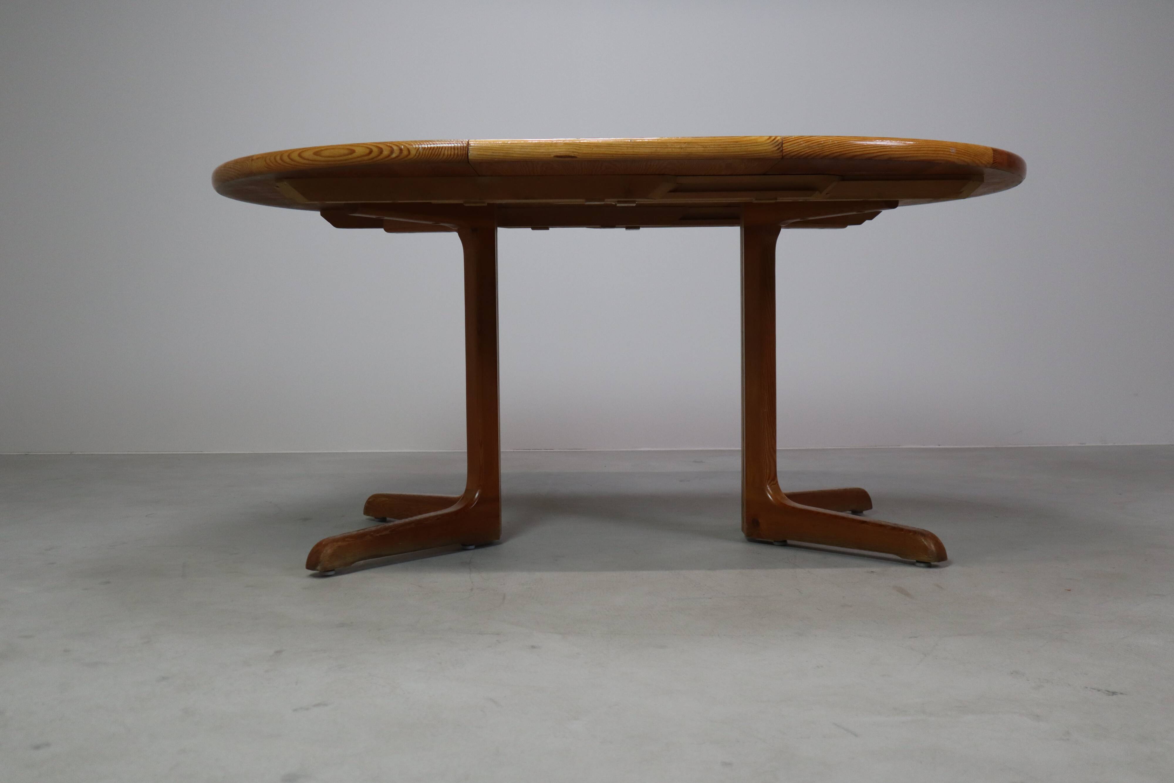 Scandinavian solid pine extendable dining table