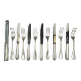 Set of 6 knives & 6 forks Christofle model silver metal beads