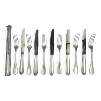 Set of 6 knives & 6 forks Christofle model silver metal beads
