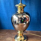 Italian design lamp in silver and gold ceramic. 1970s.