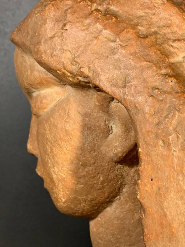 Art Deco Expressionist Sculpture "Nude Female Bust" unique piece 1940