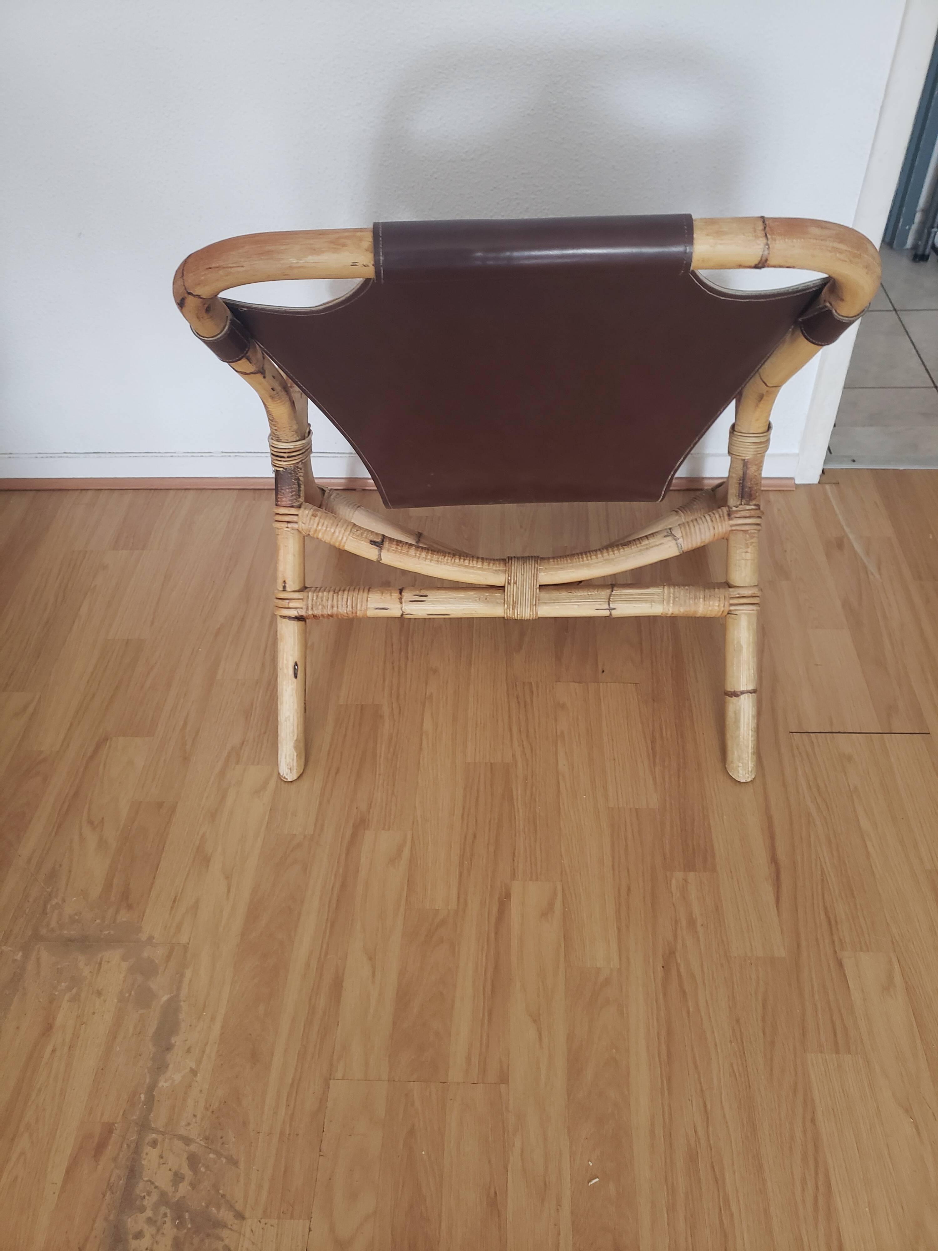 Rohe Noordworld 60s bamboo leather armchair