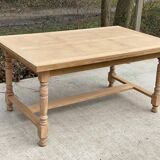 Extendable farmhouse table in raw oak, renovated