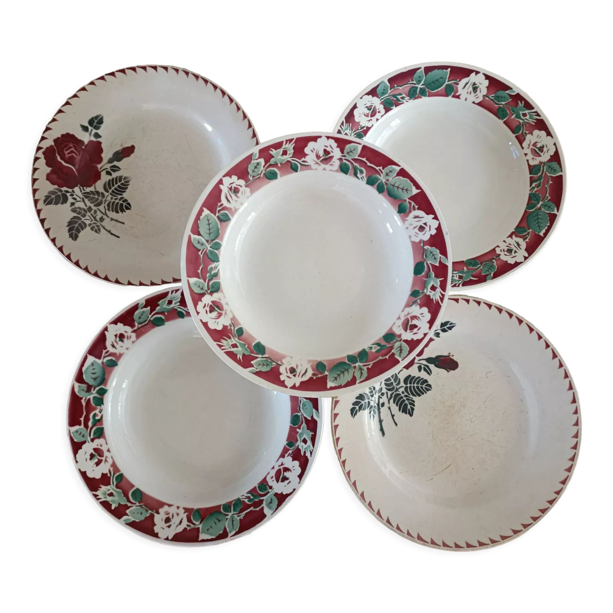 Lot 5 mismatched plates iron earth