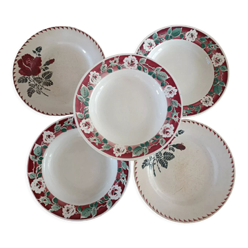 Lot 5 mismatched plates iron earth