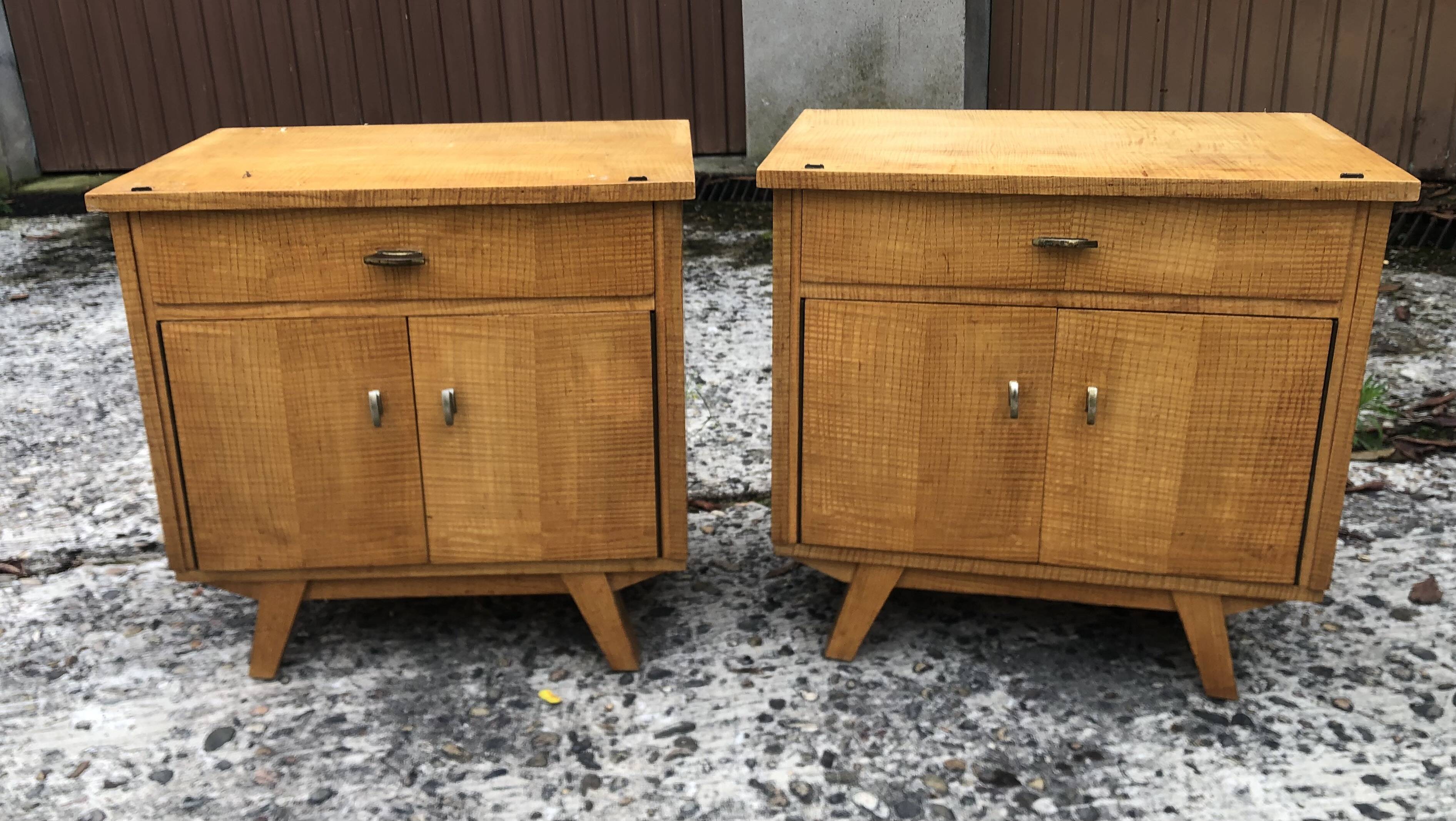 Vintage 60s blond wood bedside tables