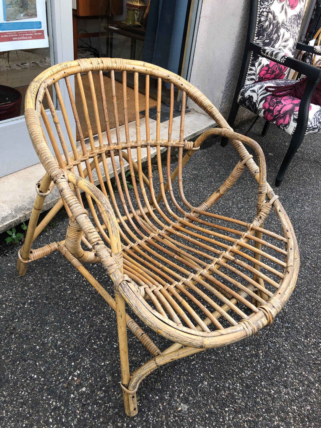 Vintage rattan armchair, 1960