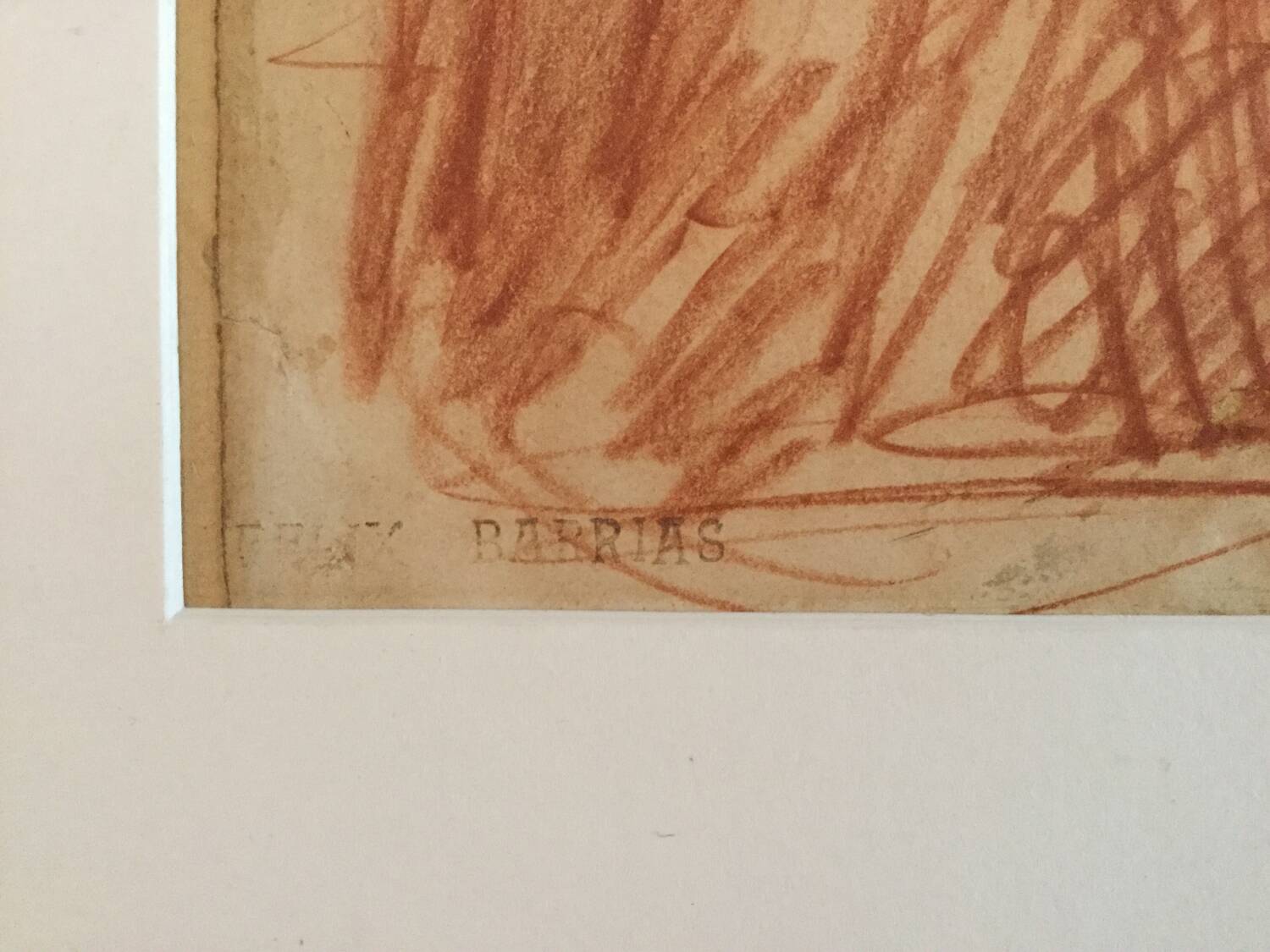 Félix BARRIAS 1822-1907. Woman standing. Red chalk.