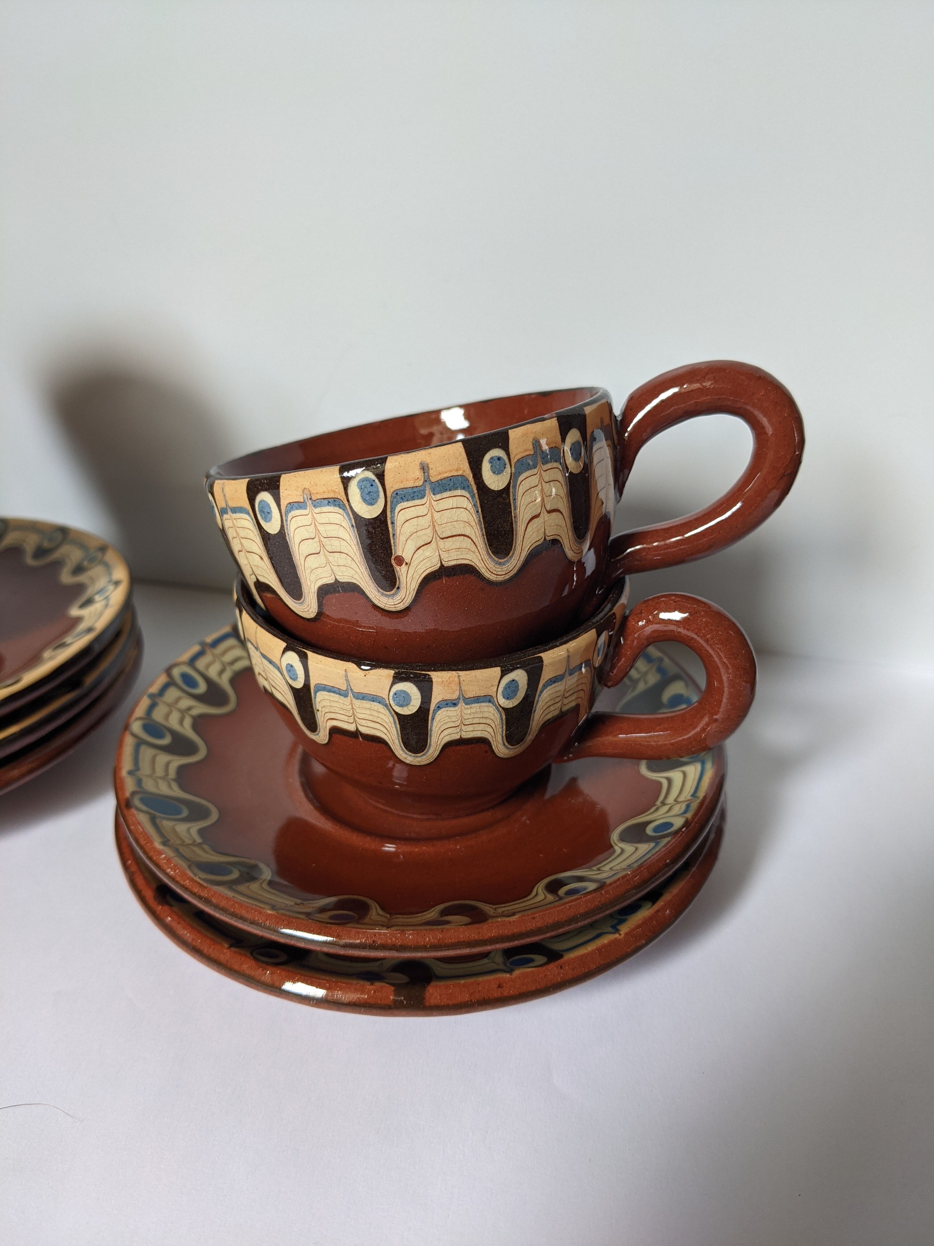 Brown glazed ceramic coffee service