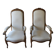 Pair of antique Voltaire armchairs, carved back