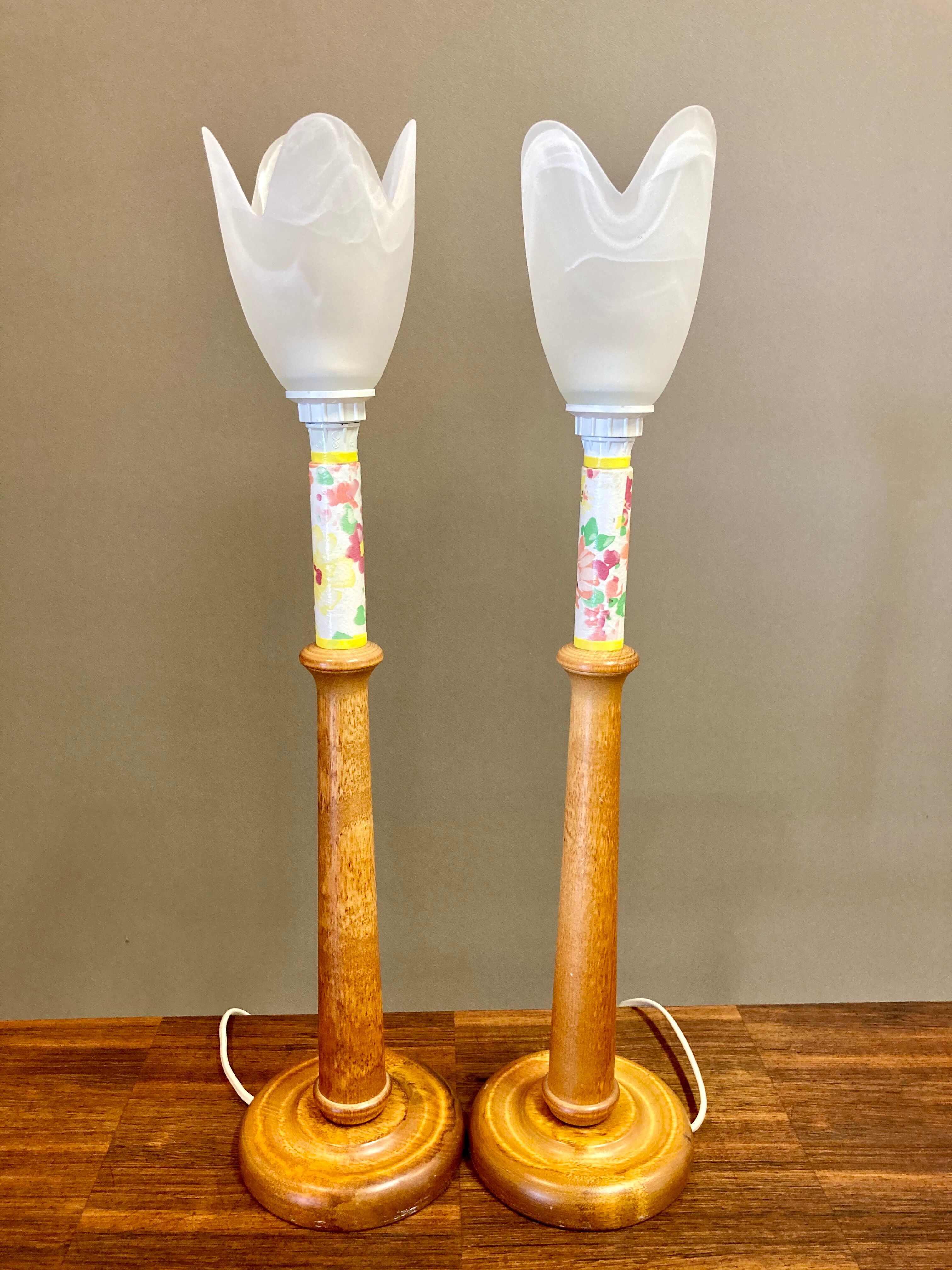 Pair of lamps glass paste Scandinavian design 1950.