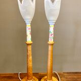 Pair of lamps glass paste Scandinavian design 1950.