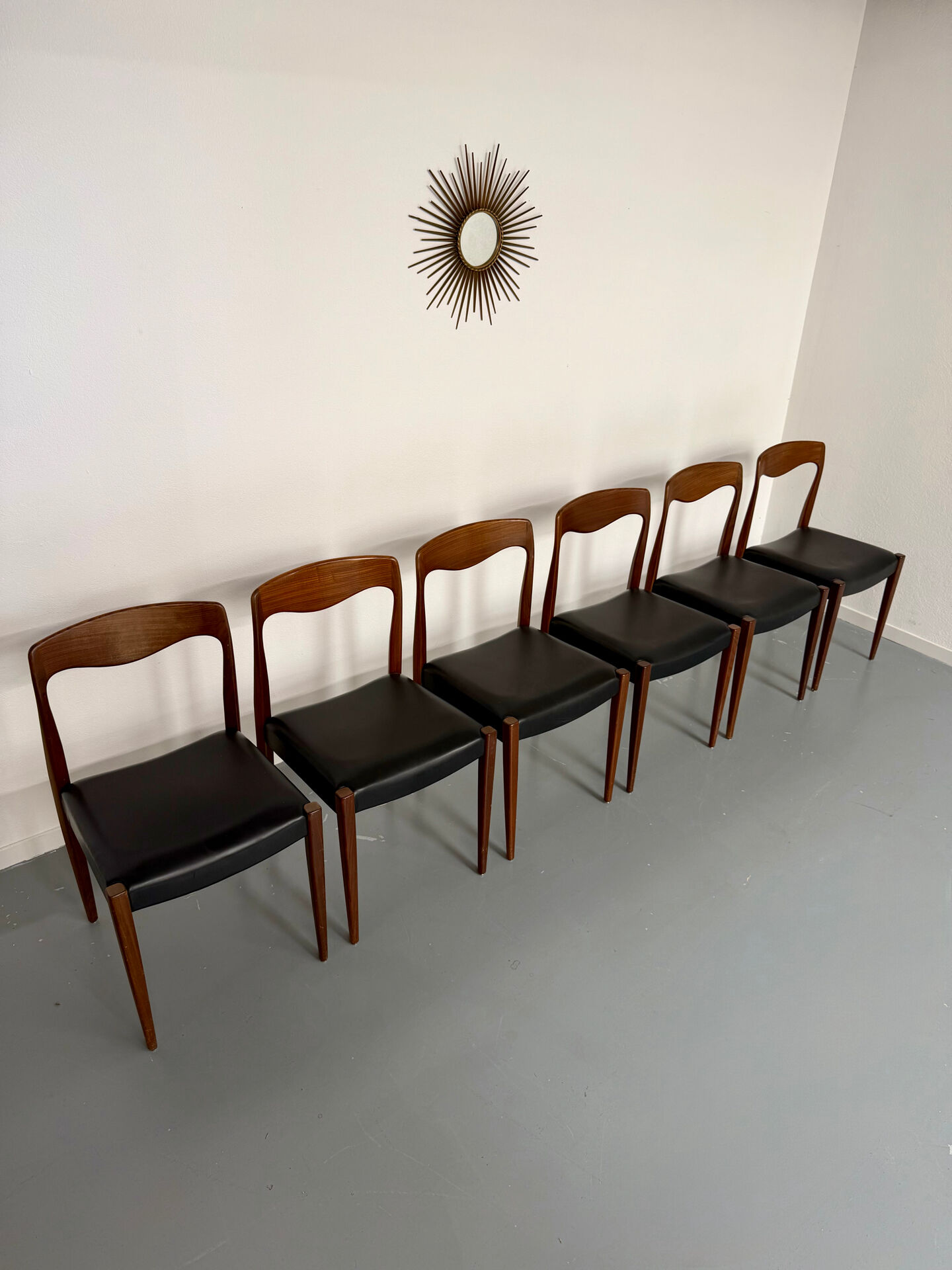 Lot of 6 chairs model 71 Scandinavian design Niels Otto Møller teak an60
