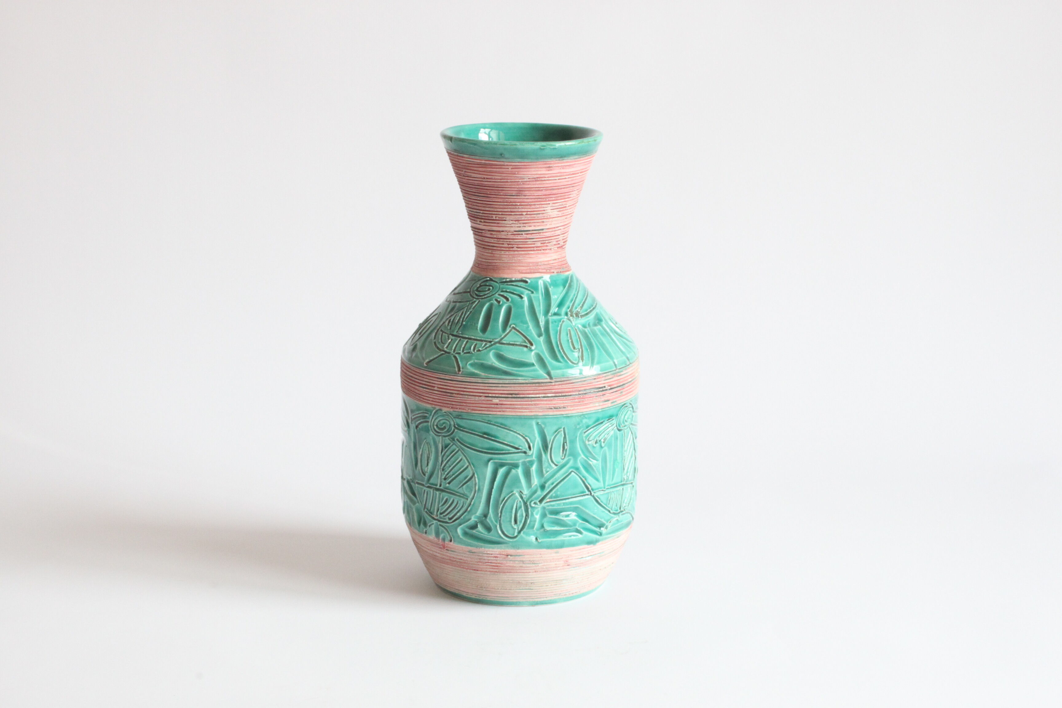 Vase avec pélicans par Fratelli Fianciulacci sgraffito , italie, années 1960