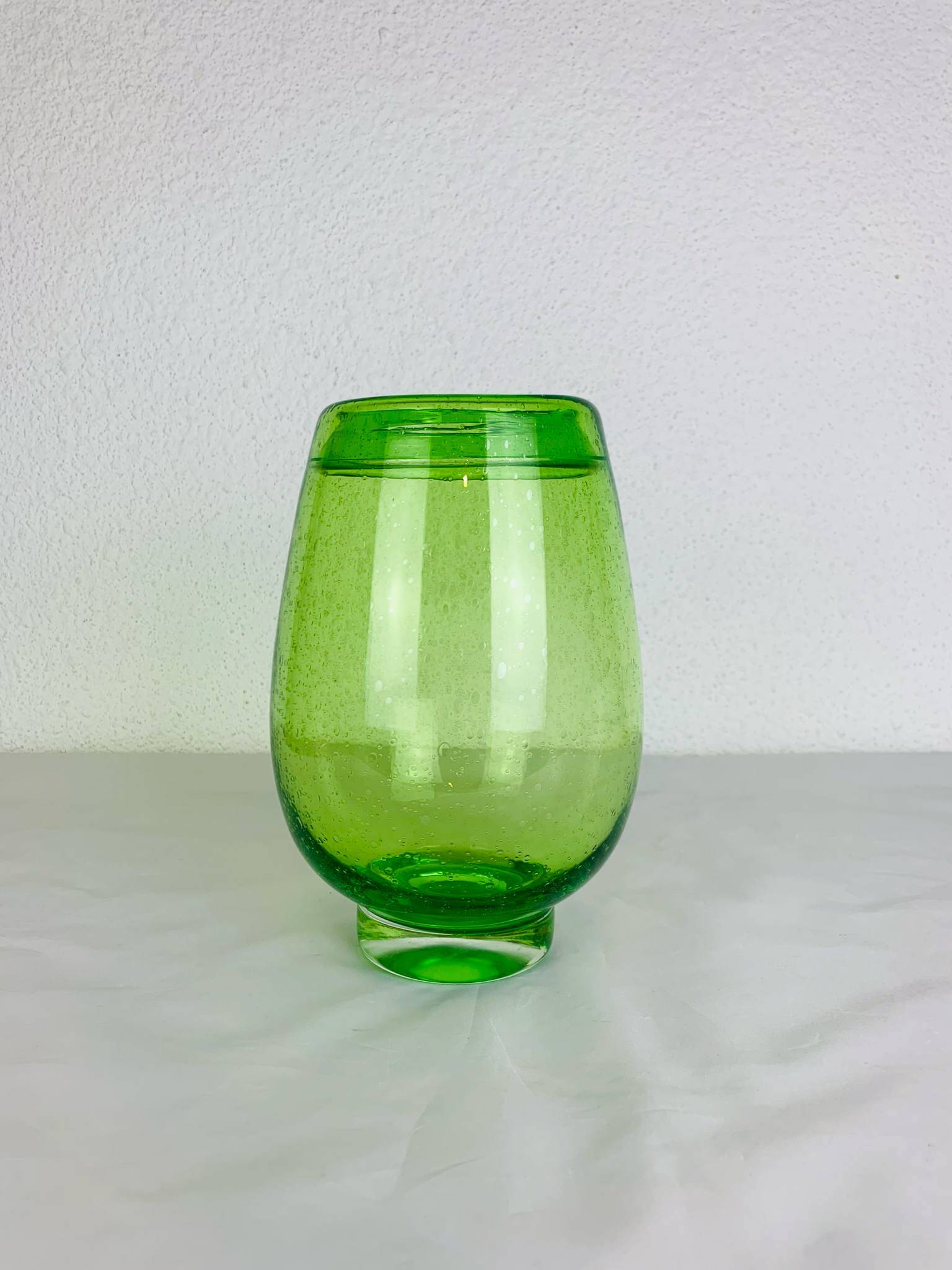 Vintage green bubble glass vase