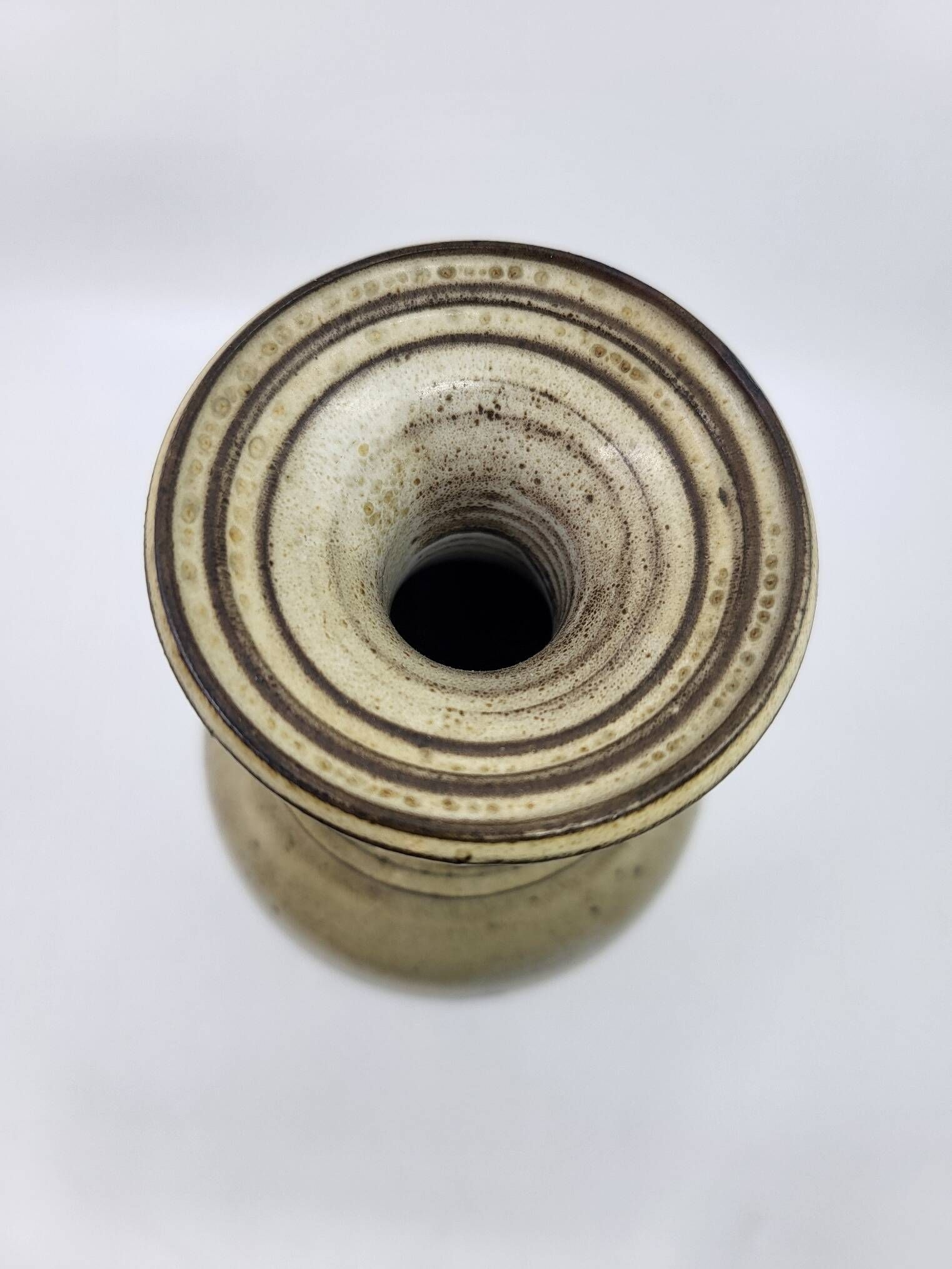 Vintage bottle vase in ceramic stoneware with fish decoration circa 1970/80.