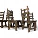 6 x Brutalist oak dining chairs / Belgium 1970s