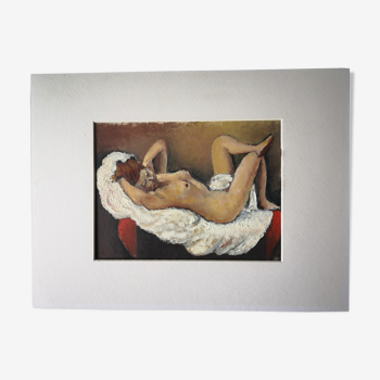 Peinture sur panneau Femme nue signé François Jacquart
