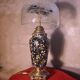 ceramic lamp in Gien style, and bronze, 54x25 with glass shade