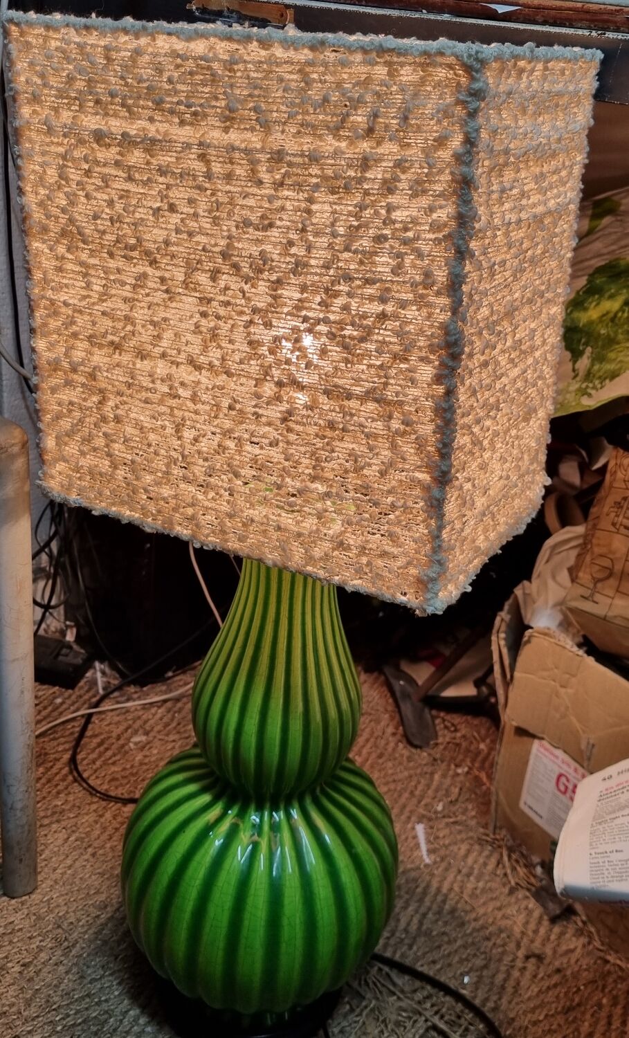 Vintage enamelled ceramic lamp from 1970