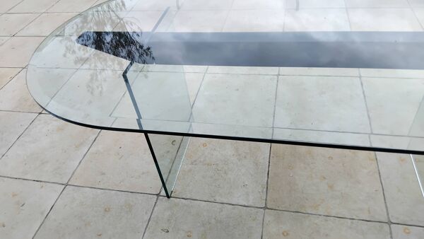 Table de salle a manger en verre vintage année 70 design Italien