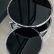 Table basse ronde en verre et chrome vintage